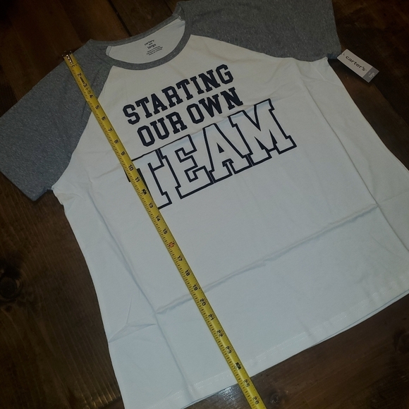 NWT CARTER'S STARTING OUR OWN TEAM tee grey & white Large NEW - Picture 7 of 8
